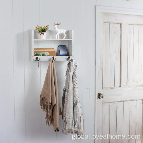 Grey-White Wooden Coat Rack Vintage Style Wooden Dual Tier Coat Towel Rack for Entryway Supplier